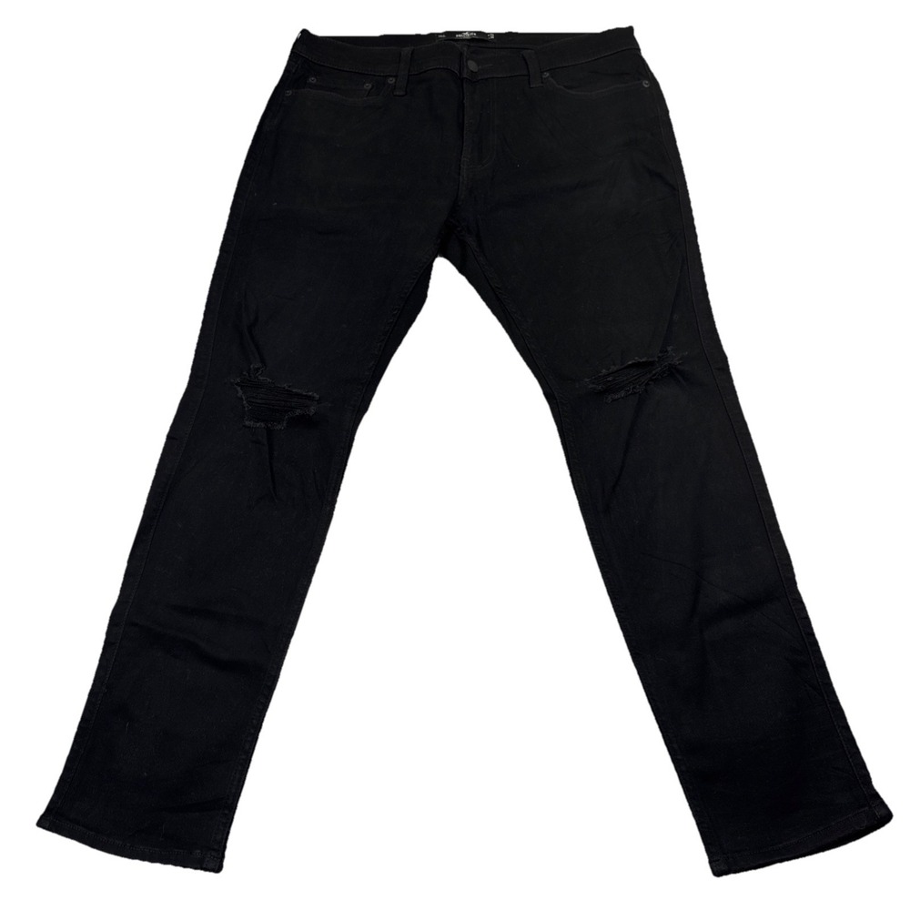 Hollister Skinny Jeans Men’s 34x30 (33x27) Black Distressed Advanced Stretch